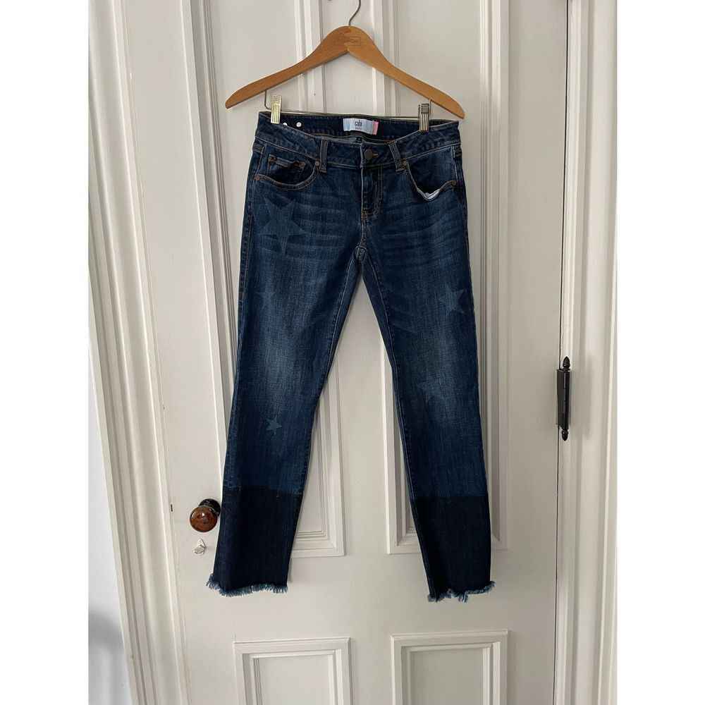 CAbi Dark Blue Star-Accent Boyfriend Jeans